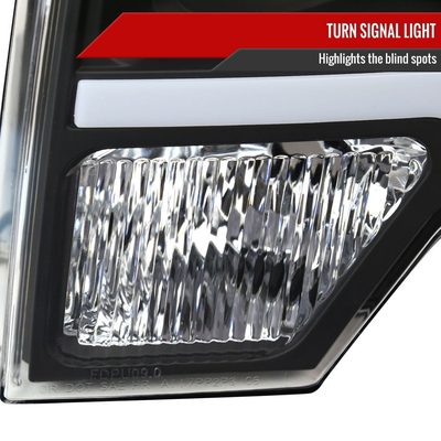 2009-2014 Ford F-150 LED Strip Projector Headlights Matte Black/Clear Lens