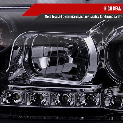 1999-2004 VW Jetta/Bora Projector Headlights R8 LED Light Black/Smoke Lens