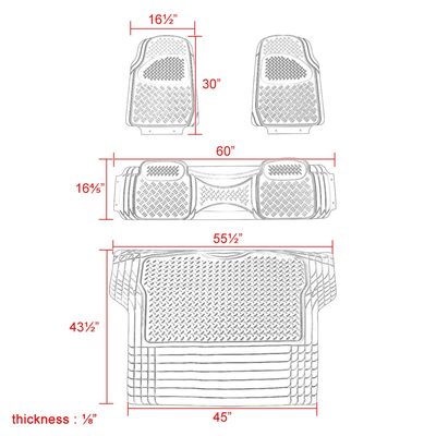 Universal fit Rubber Car Floor Mats Liner All Weather 4Pcs Gray