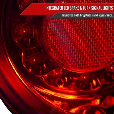 2005-2010 Chevy Cobalt Coupe LED Tail Lights & Trunk Reverse Lights Chrome/Red