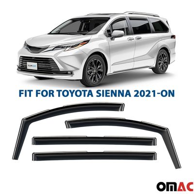 Clim Art Wind Deflectors for Toyota Sienna 2021-2025 Shatterproof Dark Smoke 4x