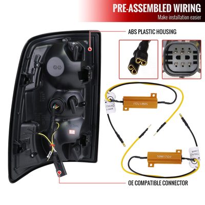 2019-2024 Dodge RAM 2500/3500 LED Signal Tail Lights Glossy Black/Dark Smoke