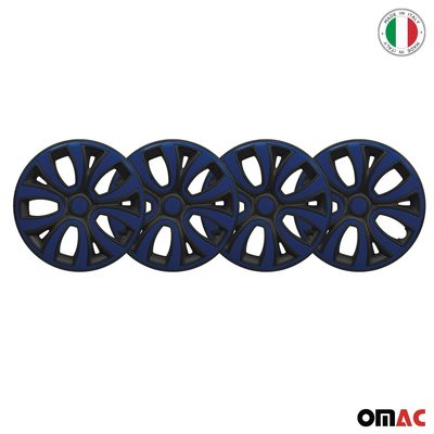 ColorFlex Hub Caps Wheel Cover 14" Black Matt & Dark Blue Full Set 4 pcs.