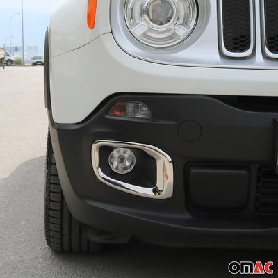 2015-2018 Jeep Renegade Fog Light Lamp Bezel Cover Steel Silver 2 Pcs