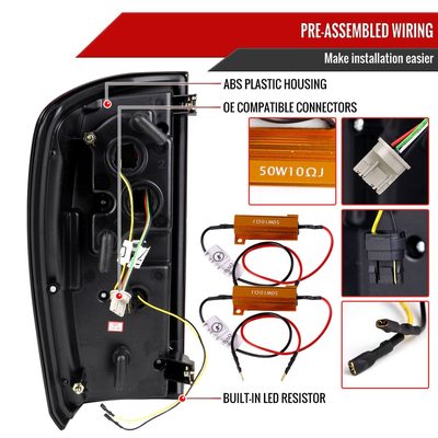 2016-2022 Toyota Tacoma LED Bar Tail Lights Chrome Housing/Smoke Lens