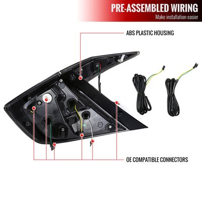 2016-2021 Honda Civic Sedan LED Tail Lights Signal Lamps Matt Black/Clear Lens