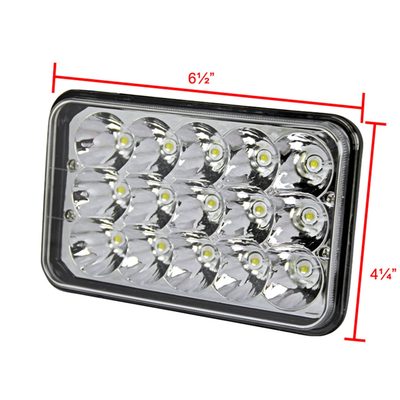 Universal 4"x6" 15-LED Sealed Beam Headlights w/ H4 Plug Black Alu Housing/PMMA