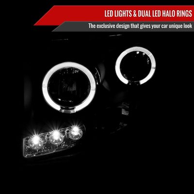 2006-2008 Dodge RAM 1500/ 06-2009 RAM 2500 3500 Dual Halo Headlights Black