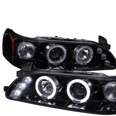 1993-1997 Toyota Corolla Dual Halo Projector Headlights Glossy Black/Smoke