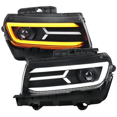 2014-2015 Chevy Camaro LED Projector Headlights Turn Signal Lights Matte Black