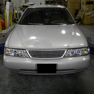 1995-1999 Nissan Sentra/200SX Dual Halo Projector Headlights Chrome/Clear Lens
