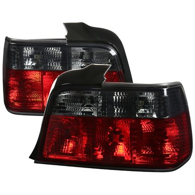 1992-1998 BMW E36 3 Series Sedan Tail Lights Chrome Housing/Red Smoke Lens