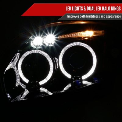2006-2011 Mitsubishi Eclipse Dual Halo Projector Headlights Jet Black/Clear
