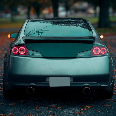 2003-2007 Infiniti G35 Coupe Red LED Halo Signal Tail Lights Glossy Black
