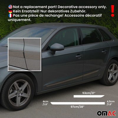 Mercedes Side Door Molding Trim Skirt Garnish Stainless Steel Dark 4Pcs