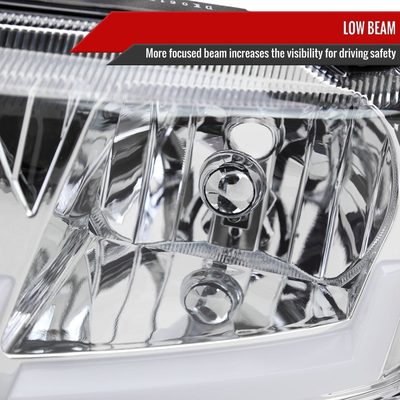 1999-2004 Jeep Grand Cherokee Factory Dual LED Bar Headlights Chrome/Clear
