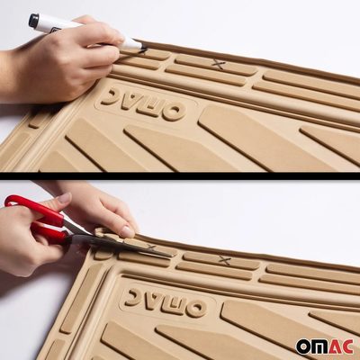 Floor Mats Liner Set All-Weather 3-Row Car Front Rear Universal 6+2Pcs Tan