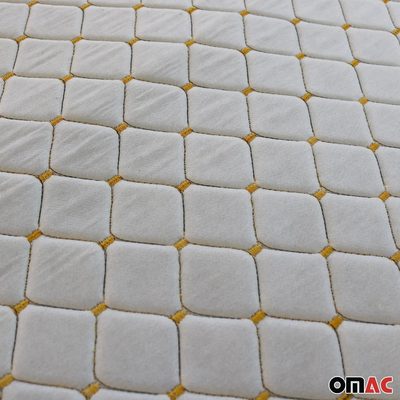 Embossed Black Faux Leather Lining Yellow Diamond Stitch Car Upholstery 55x39"