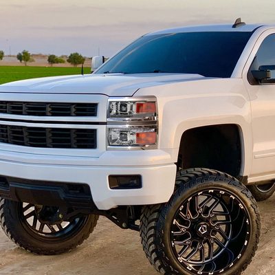 2014-2015 Chevy Silverado 1500 Sequential LED Bar Projector Headlights Chrome