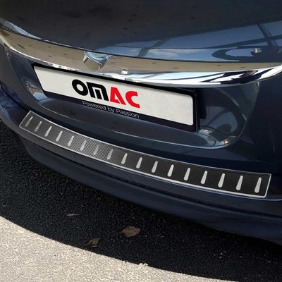 2016-2024 Fiat 500X Rear Bumper Sill Cover Carbon Foiled Stainless Steel Black 1 Pcs