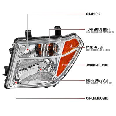 2005-2008 Nissan Frontier/2005-2006 Pathfinder Factory Headlights Chrome/Clear