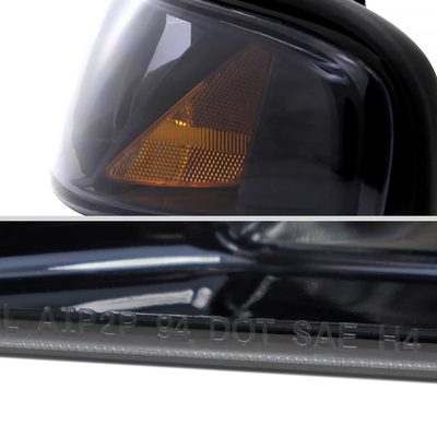 1994-1998 Ford Mustang 1PC Crystal Headlights w/Amber Reflectors Chrome/Smoke