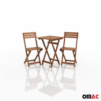 3Pcs Folding Wooden Bistro Set Dining Indoor Outdoor Furniture BBQ Picnic Party