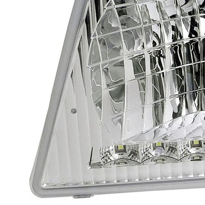 1992-2006 Ford Econoline Factory Headlights w/SMD LED Light Strip Chrome/Clear
