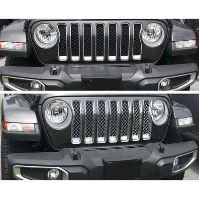 2018-2023 Jeep Wrangler JL Grille Overlay Chrome 7Pcs ABS Plastic