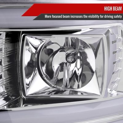 2008-2010 Ford F-250/350/450/550 LED Signal Bar Projector Headlights Chrome