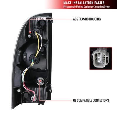 2005-2015 Toyota Tacoma LED Tail Lights Chrome Housing/Smoke Lens