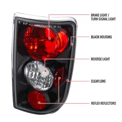 1995-2004 Chevy Blazer/S10 GMC Jimmy/Envoy Bravada Tail Lights Matt Black