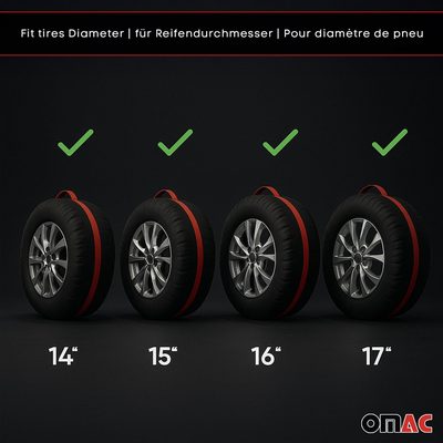 4 Pcs 14''-17" Car Spare Tire Cover Wheel Storage Bag Auto Protector Accessories