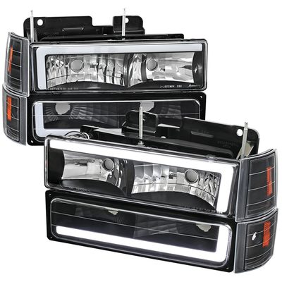 1994-1998 GMC C10 / C/K / Suburban Sierra Yukon Headlights LED Lights Black