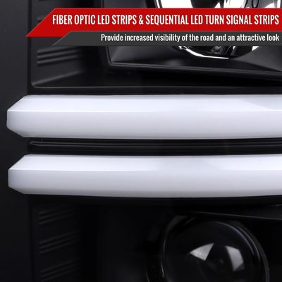 2008-2010 Ford F-250/350/450/550 LED Signal Bar Projector Headlights Black