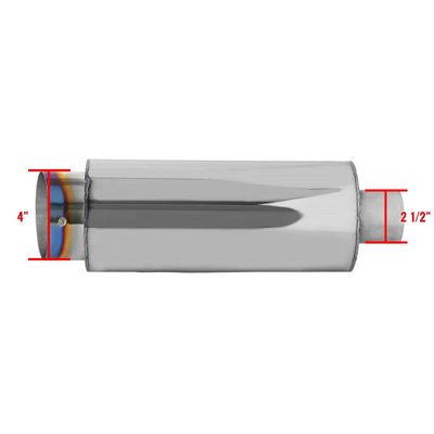 Universal 2.5" Inlet/4" Outlet Steel Spiral Exhaust Muffler Slanted Burnt Tip