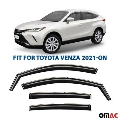 Clim Art Wind Deflectors for Toyota Venza 2021-2025 Shatterproof Dark Smoke 4x
