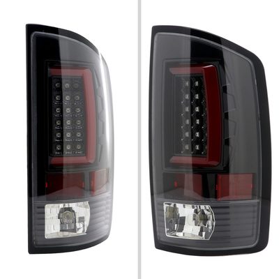 2007-2009 Dodge RAM 1500/2500/3500 Red C-Bar LED Tail Lights Jet Black/Clear