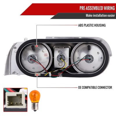 1989-1994 Nissan Skyline GT R32 JDM Red LED Tail Lights Chrome/Red Lens