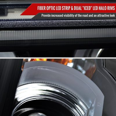 1995-2001 BMW E38 7 Series LED Bar Dual Halo Projector Headlights Black/Smoke