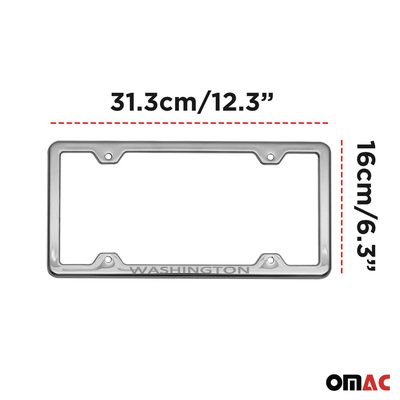 WASHINGTON Stainless Steel Chrome License Plate Frame Set