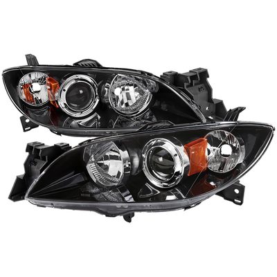 2004-2009 Mazda 3 Sedan Projector Style Headlights Matte Black/Clear Lens
