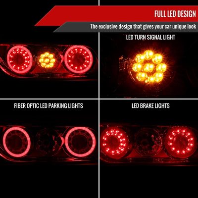 1991-1998 Nissan 180SX RPS13 / 240SX S13 S14 JDM LED Tail Ligths Chrome/Red