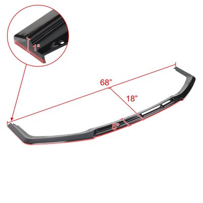 2017-2021 Honda Civic Si Glossy Black/Red Trim 3Pcs Front Bumper Lip Kit