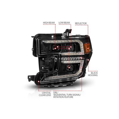 Anzo Black Sequential Signal DRL Projector Headlights 111600
