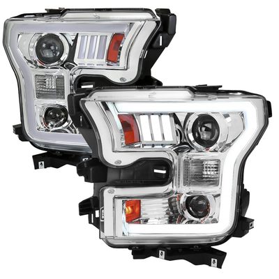 2015-2017 Ford F-150 LED Bar Projector Headlights - RS Chrome/Clear Lens