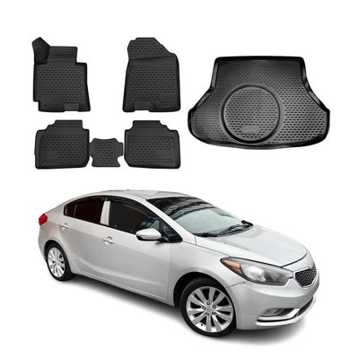 2014-2018 Kia Forte Floor Mats & Cargo Liner Full Set All Weather Black