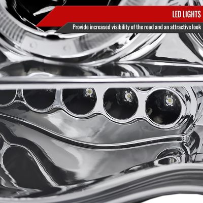 2002-2005 Dodge RAM 1500/ 03-2005 RAM 2500 3500 Dual Halo Headlights Chrome