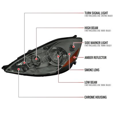 2006-2010 Toyota Sienna Factory Headlights w/Amber Reflector Chrome/Smoke