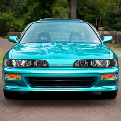 1990-1993 Acura Integra Factory Crystal Headlights Amber Reflectors Black